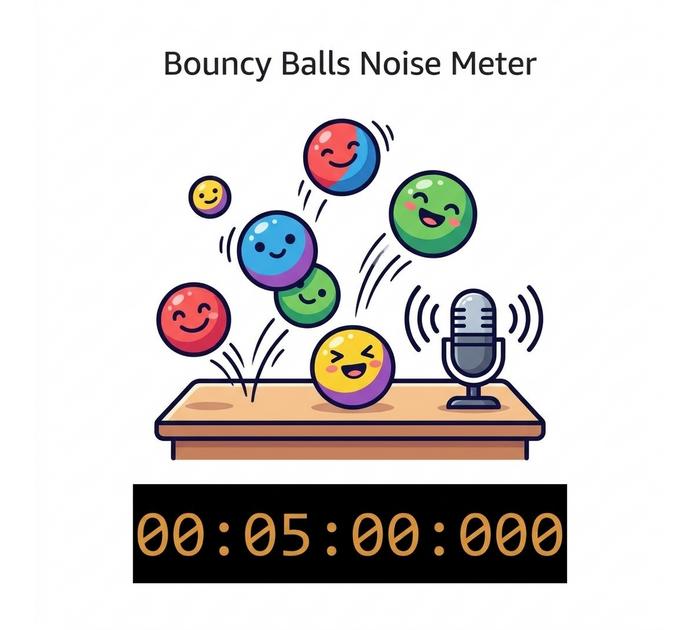 Countdown Numbers Classroom Bouncy Balls Noise Meter + Timer | Free Classroom Sound Monitor ...